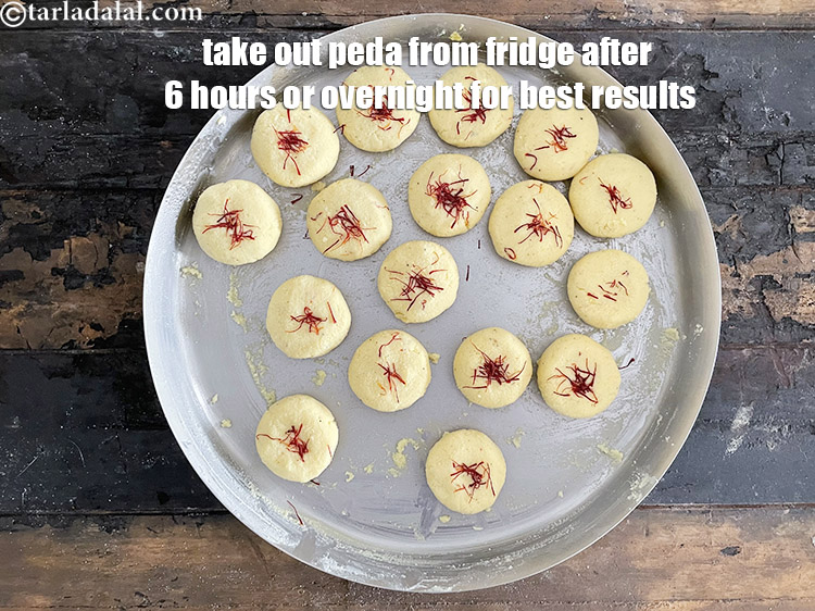 Step 23 – Take out of the fridge in 6 hours. The kesar peda is fairly firm and …