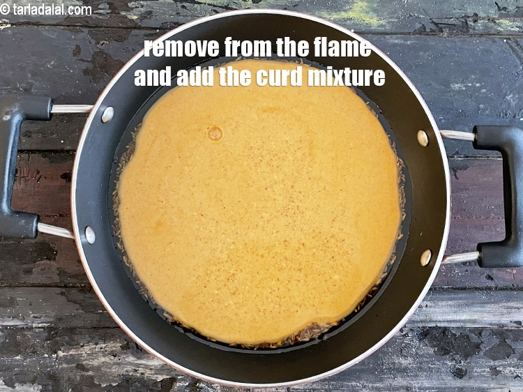 Step 25 – Remove from the flame, add the curds mixture.