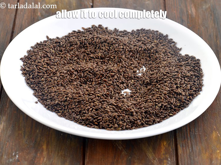 Step 5 – Transfer&nbsp;<strong>roasted flax seeds</strong>&nbsp;a big flat plate and allow it to cool completely. This would take …