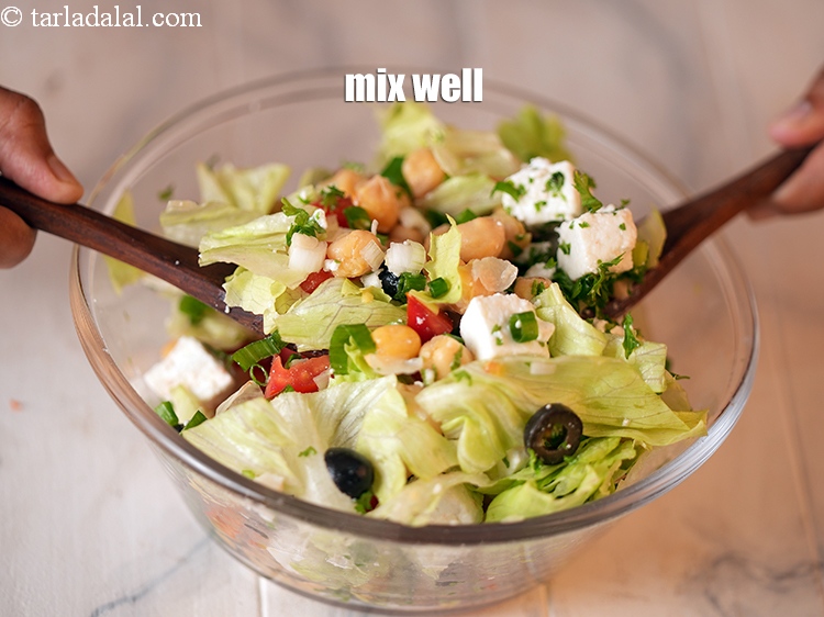 Step 35 – Mix <strong>chickpea paneer salad | kabuli chana paneer vegetable salad | healthy Indian chickpeas salad …