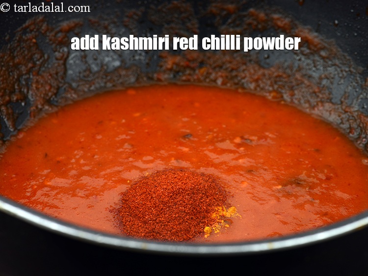 Step 24 – Add 1 tsp <a href="https://www.tarladalal.com/glossary-kashmiri-red-chilli-powder-kashmiri-mirch-powder-2684i">kashmiri red chilli powder</a>.