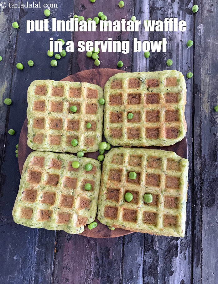 Step 25 – Put <strong>green peas waffle | Indian matar waffle | eggless&nbsp;green peas waffle |&nbsp;quick green peas …