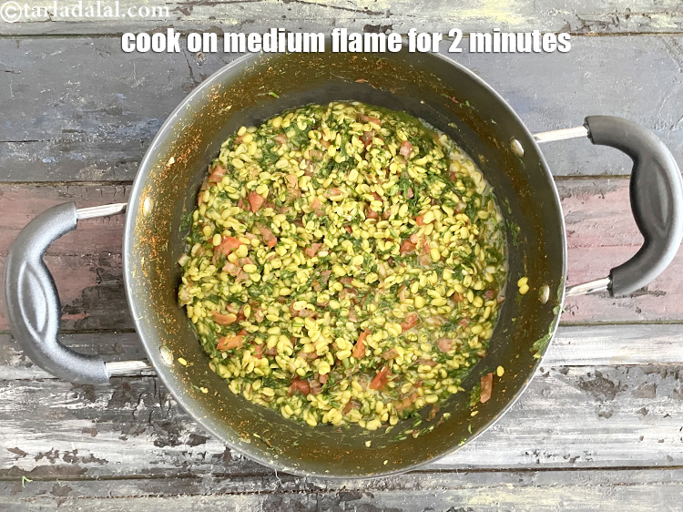 Step 35 – Cook <strong>moong dal suva sabzi | zero oil sabzi | moong dal tomato shepu sabzi …