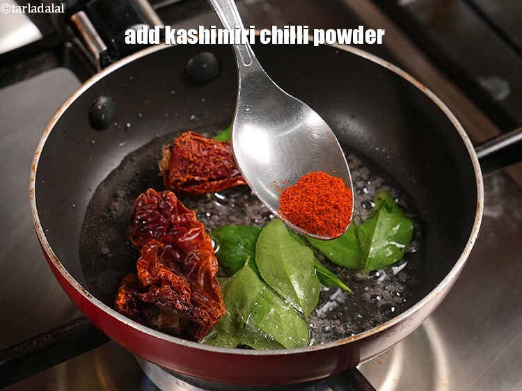 Step 26 – Add 1/8 tsp kashimiri chilli powder.