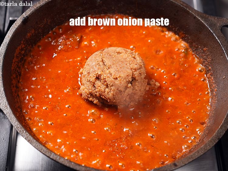 Step 31 – Add &frac12; cup brown onion paste.