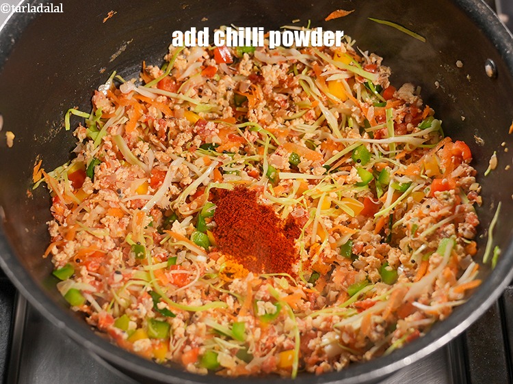 Step 24 – Add 1 tsp <a href="https://www.tarladalal.com/glossary-chilli-powder-red-chilli-powder-339i">chilli powder</a>.&nbsp;