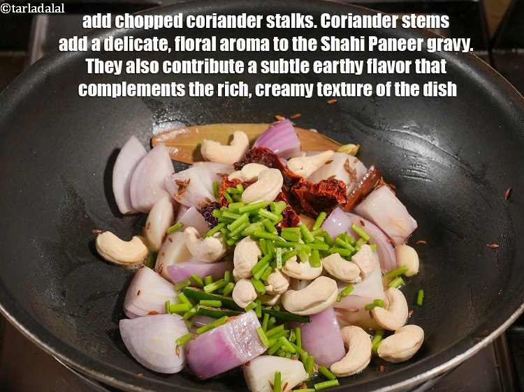 Step 24 – Add 1 tbsp <a href="https://www.tarladalal.com/glossary-chopped-coriander-stalks-2331i">chopped coriander (dhaania) stalks</a>. Coriander stems add a delicate, floral aroma …