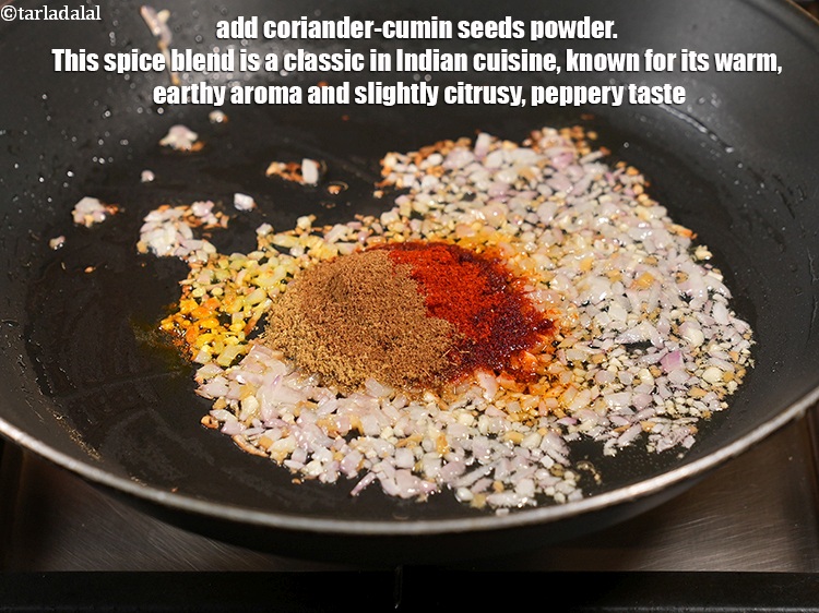 Step 24 – Add 1 tbsp <a href="https://www.tarladalal.com/glossary-coriander-cumin-seeds-powder-dhania-jeera-powder-375i">coriander-cumin seeds (dhania-jeera) powder</a>. This spice blend is a classic in …
