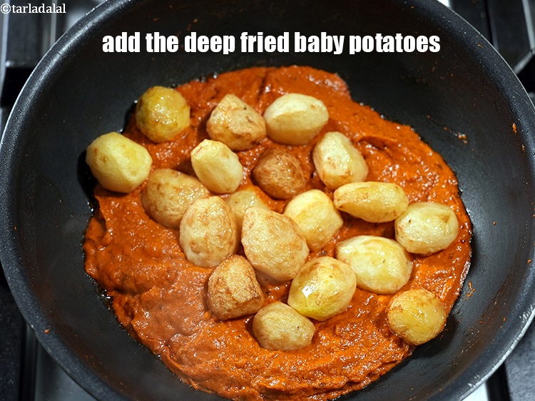 Step 24 – Add the deep fried baby potatoes.