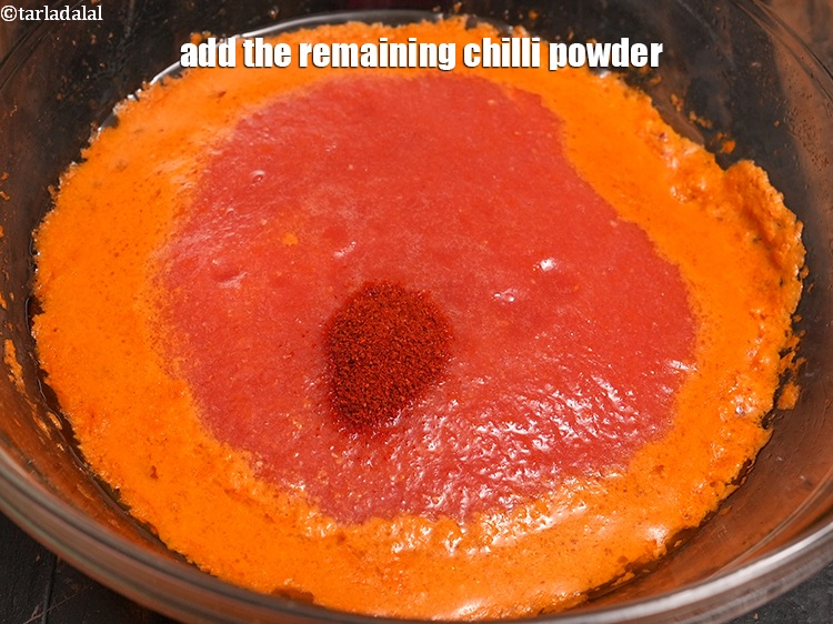Step 24 – Add the remaining &frac12; tsp <a href="https://www.tarladalal.com/glossary-chilli-powder-red-chilli-powder-339i">chilli powder</a>.&nbsp;