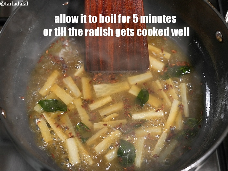 Step 25 – Allow it to boil for 5 minutes or till the radish gets cooked well.&nbsp;