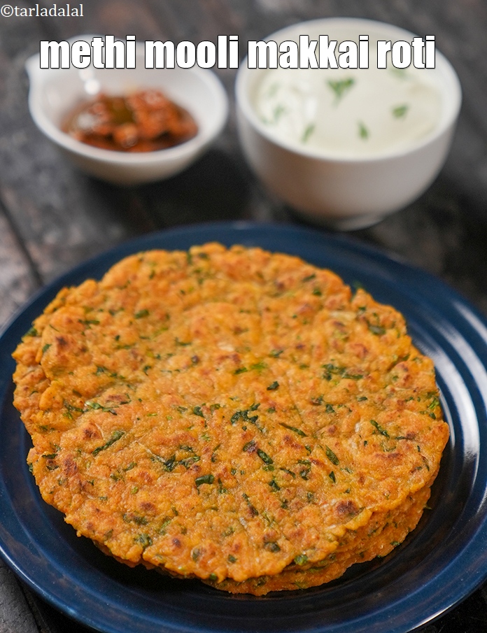 Step 24 – Serve<strong> makai mooli and methi paratha recipe | methi mooli makkai roti | makki mooli …