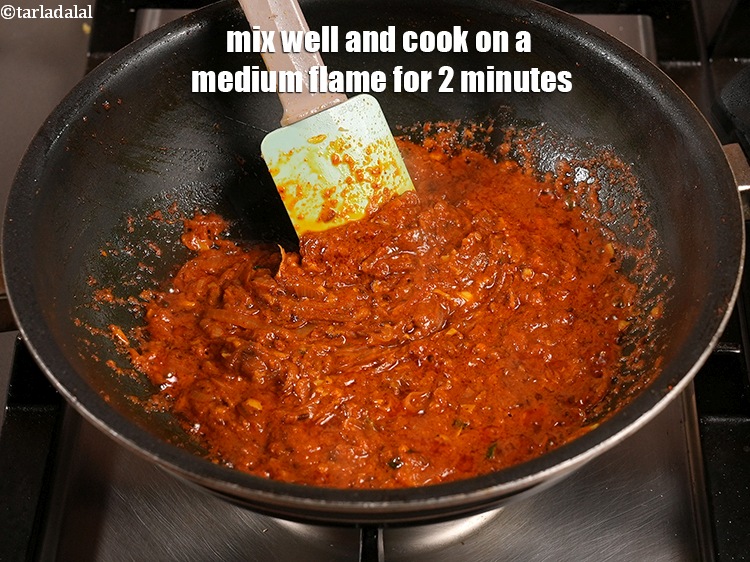 Step 24 – Mix well and cook on a medium flame for 2 minutes, while stirring continuously.