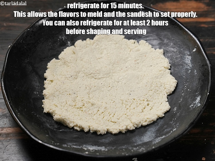 Step 24 – Refrigerate for 15 minutes. This allows the flavors to meld and the sandesh to set …