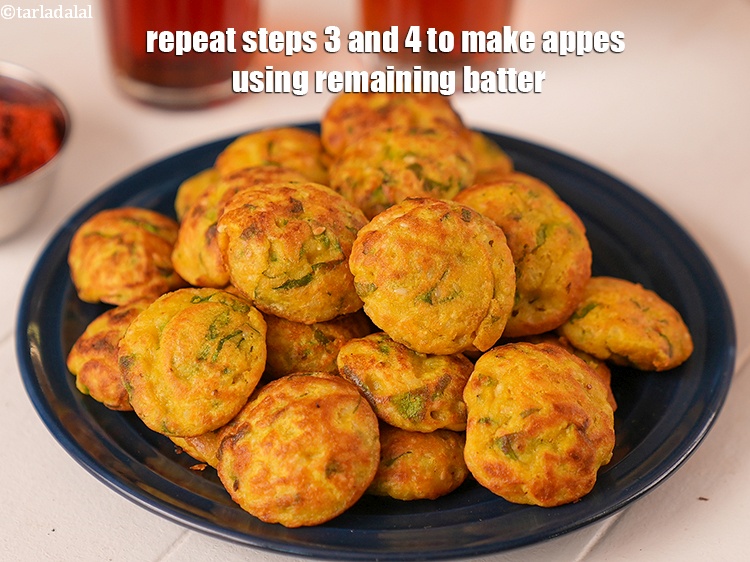 Step 23 – Repeat steps 3 and 4 to make appes using remaining batter.