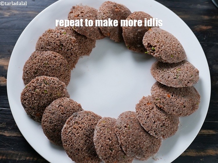 Step 25 – Repeat with the remaining batter to make more idlis.