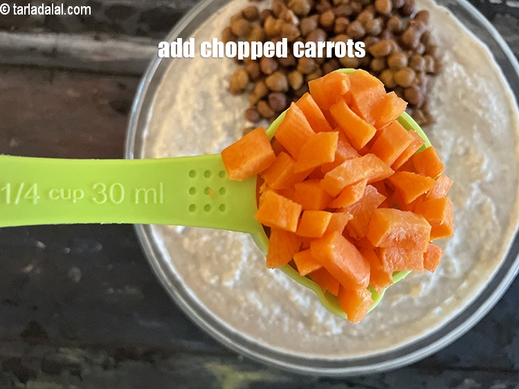 Step 24 – Add 1/4th cup chopped carrot.