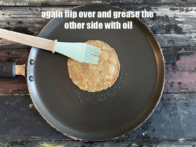 Step 25 – Again flip over and grease the other side with oil.