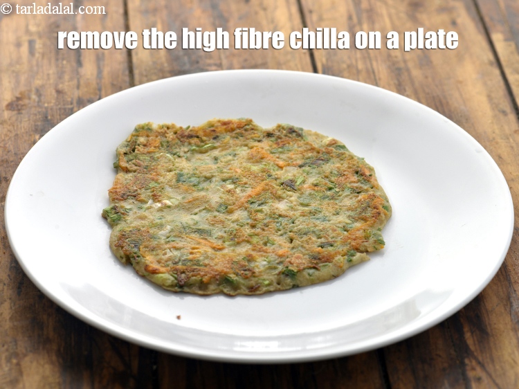 Step 23 – Remove the <strong>high fibre chilla</strong> on a plate.
