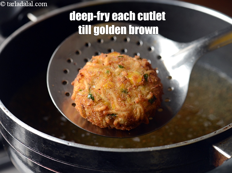 Step 25 – Deep-fry each cutlet till it turns golden brown in colour from both the sides.