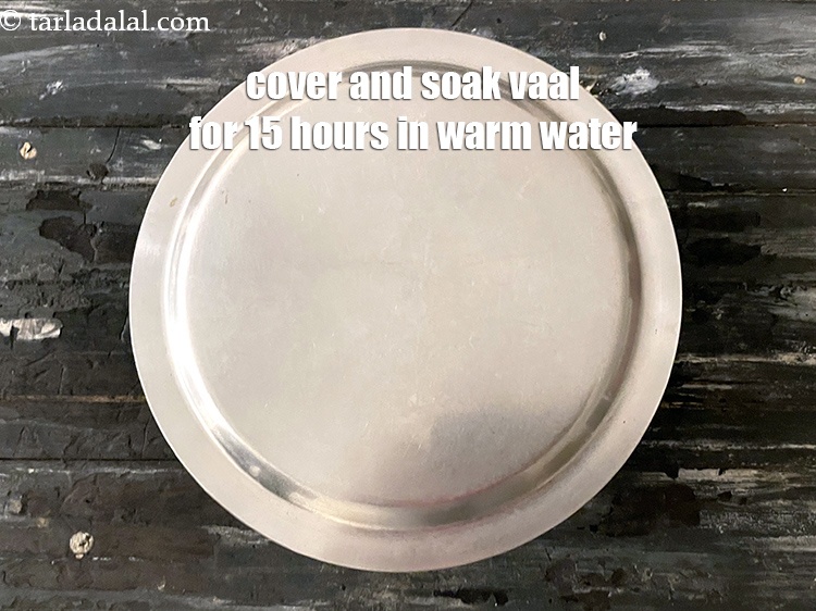 Step 7 – Cover and soak vaal ( lima beans ) for 15&nbsp;hours&nbsp;in plenty of warm water.