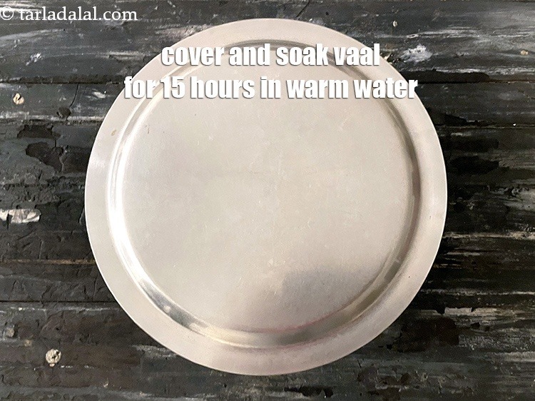 Step 7 – Cover and soak vaal ( lima beans ) for 15&nbsp;hours&nbsp;in plenty of warm water.