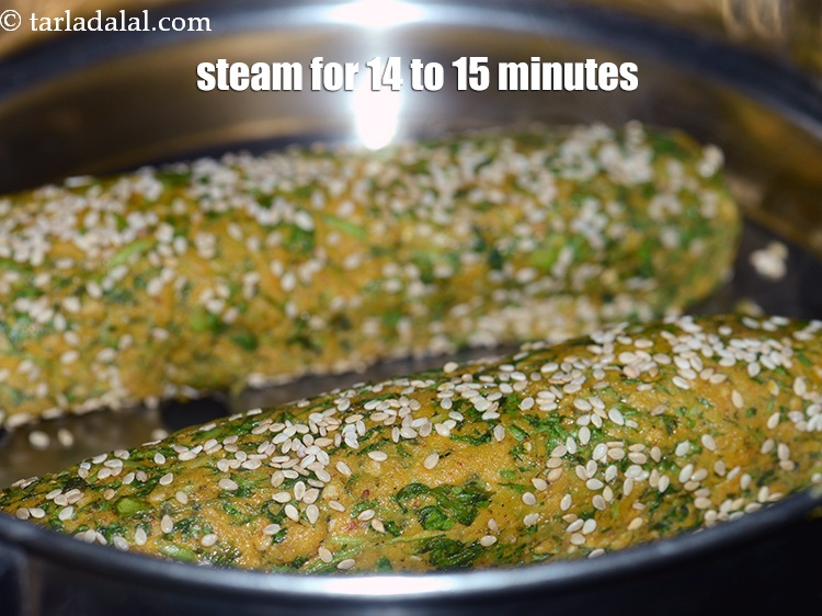 Step 24 – Steam in a steamer on a high flame for 14 to 15 minutes.