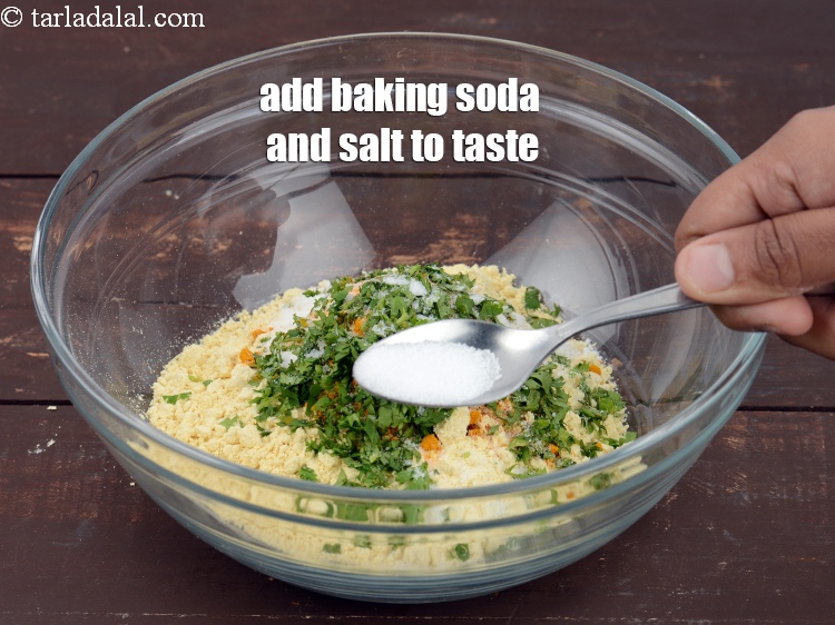 Step 25 – Add 2 pinches&nbsp;<a href="https://www.tarladalal.com/glossary-baking-soda-soda-bi-carb-615i">baking soda</a>&nbsp;and salt to taste.