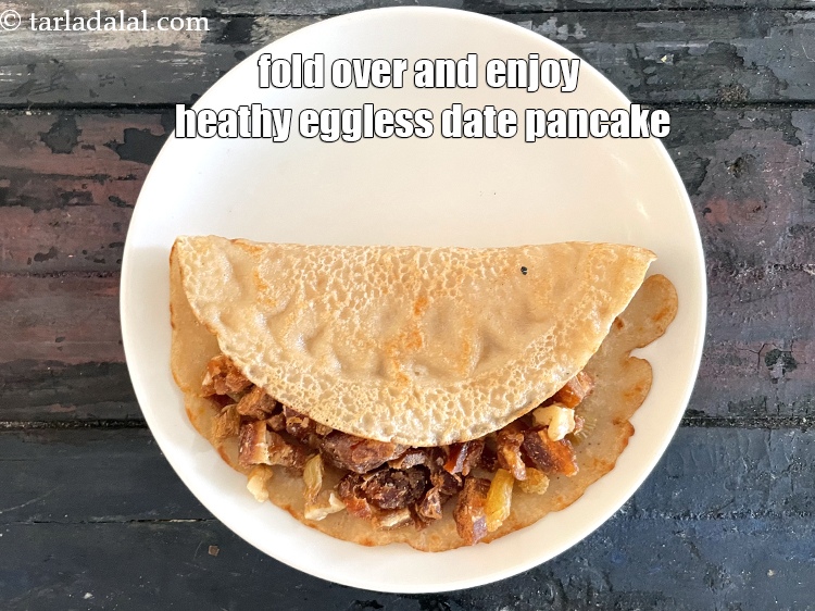 Step 26 – Fold over and your <strong>eggless date pancakes | Indian date pancakes with nuts | healthy …