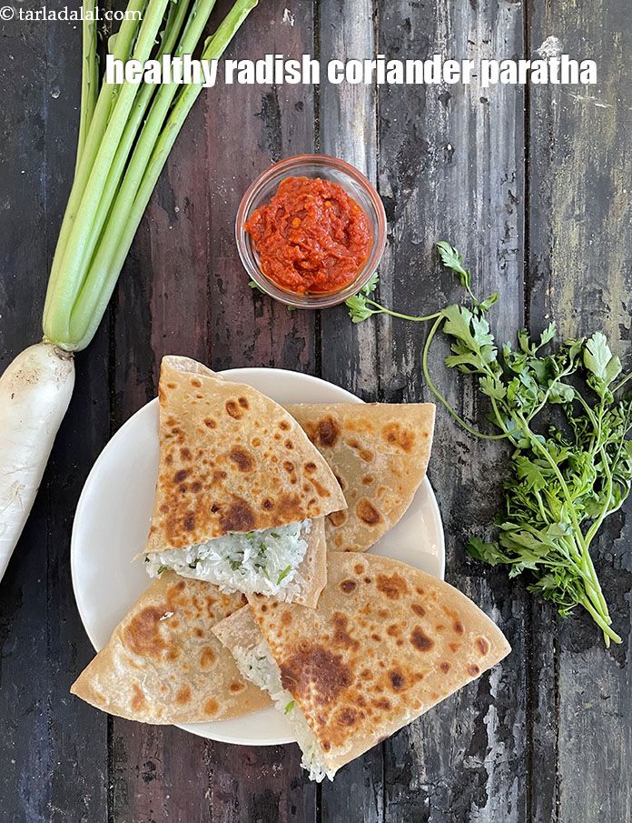 Step 46 – Serve <strong>mooli dhania paratha recipe | healthy radish coriander paratha | Indian dhaniya mooli ke …