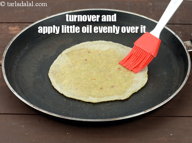 Step 24 – Turnover and apply little oil evenly over it.&nbsp;
