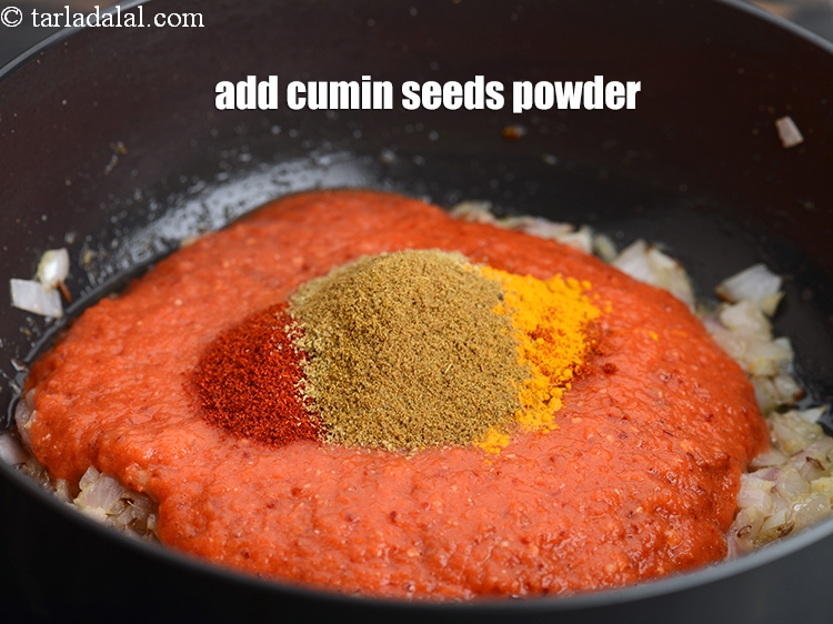 Step 25 – Add 1 tsp <a href="https://tarladalal.com/glossary-cumin-seeds-powder-jeera-powder-zeera-powder-382i">cumin seeds (jeera) powder</a>.&nbsp;