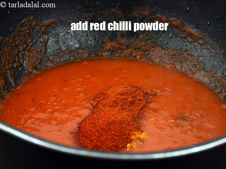 Step 25 – Add 1 tsp red <a href="https://www.tarladalal.com/glossary-chilli-powder-red-chilli-powder-339i">chilli powder</a>.