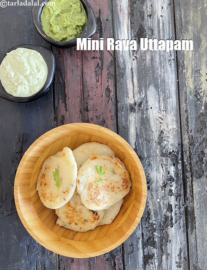 Step 22 – Serve <strong>mini rava uttapam recipe | sada sooji uttapam | instant masala rava uttapam | …