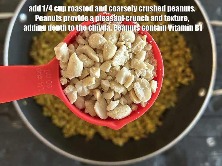 Step 26 – Add&nbsp;<meta charset="UTF-8" />1/4 cup&nbsp;<a href="glossary-roasted-and-crushed-peanuts-1817i">roasted and coarsely crushed peanuts</a>.&nbsp;Peanuts provide a pleasant crunch and texture, …