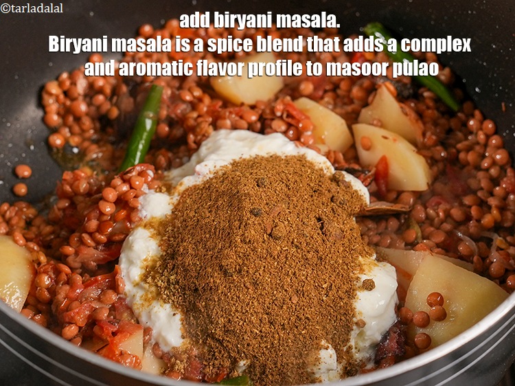Step 25 – Add 1&frac12; tbsp <a href="https://www.tarladalal.com/biryani-masala-42034r">biryani masala</a>. Biryani masala is a spice blend that adds a …