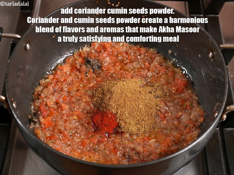 Step 25 – Add 1 tbsp coriander cumin seeds powder. Coriander and cumin seeds powder create a harmonious …
