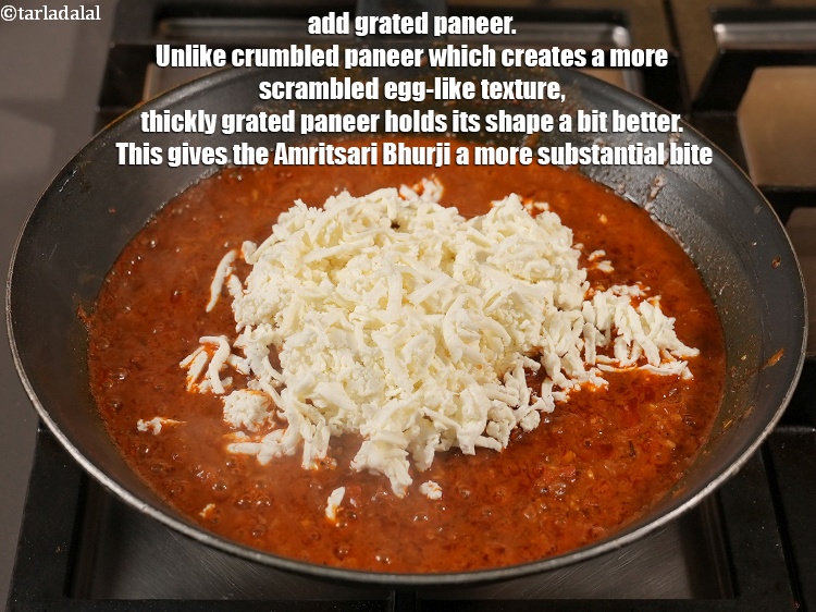 Step 25 – Add 1&frac12; cups <a href="https://www.tarladalal.com/glossary-grated-panee-1003i">grated paneer (cottage cheese)</a>. Unlike crumbled paneer which creates a more …