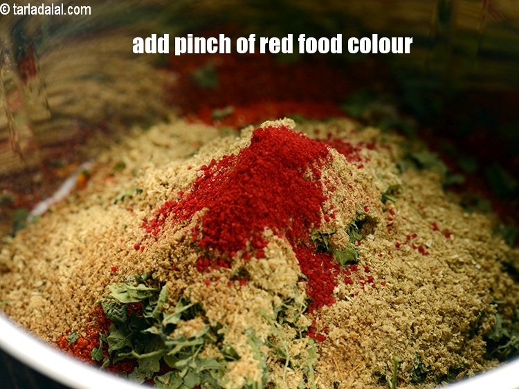 Step 25 – Add a pinch of red food colour.