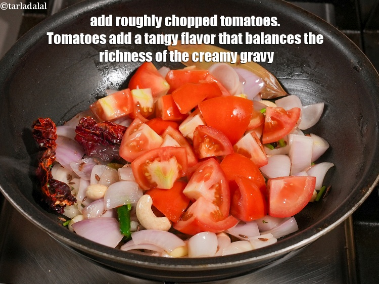 Step 25 – Add 1 cup roughly <a href="https://www.tarladalal.com/glossary-chopped-tomatoes-779i">chopped tomatoes</a>. Tomatoes add a tangy flavor that balances the …