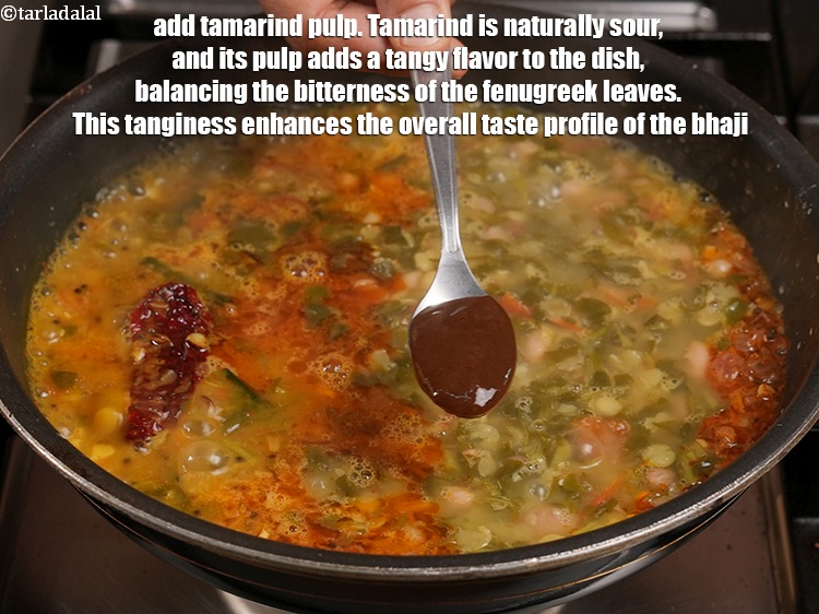 Step 25 – Add 1 tbsp <a href="https://www.tarladalal.com/glossary-tamarind-pulp-tamarind-extract-imli-ka-pulp-838i">tamarind (imli) pulp</a>. Tamarind is naturally sour, and its pulp adds …