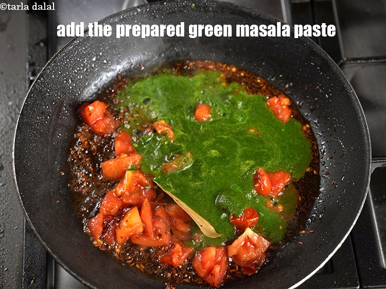 Step 25 – Add the prepared green masala paste.
