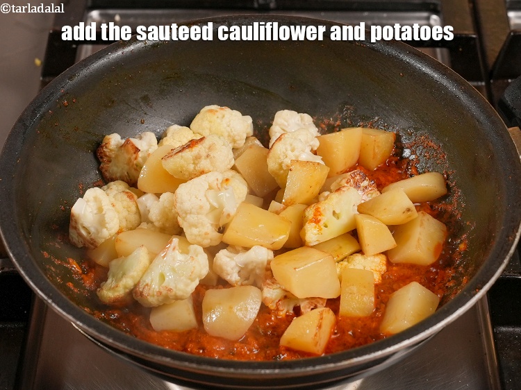 Step 25 – Add the sauteed cauliflower and potatoes.