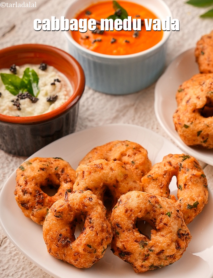 Step 25 – Serve <strong>cabbage urad dal vada recipe | cabbage medu vada | gobi medu vada |</strong> …