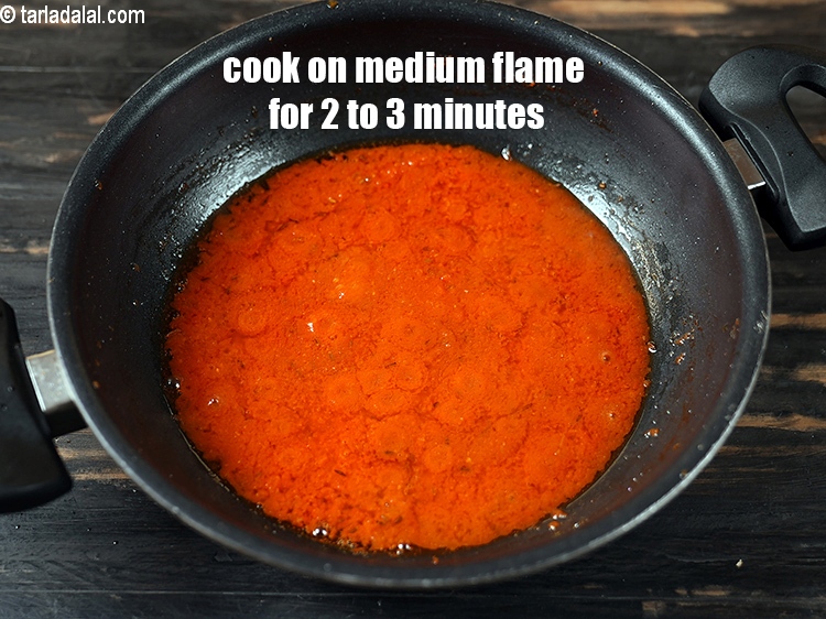 Step 25 – Cook on medium flame for 2 to 3 minutes, while stirring occasionally.&nbsp;