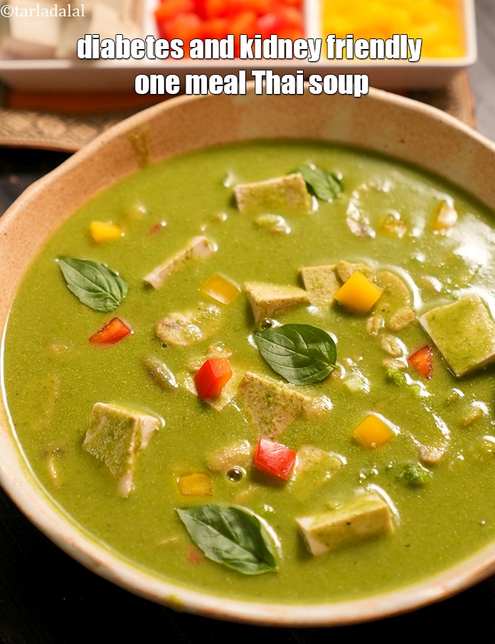Step 25 – Serve <strong>Thai green curry veg soup recipe | diabetes and kidney friendly one meal Thai …