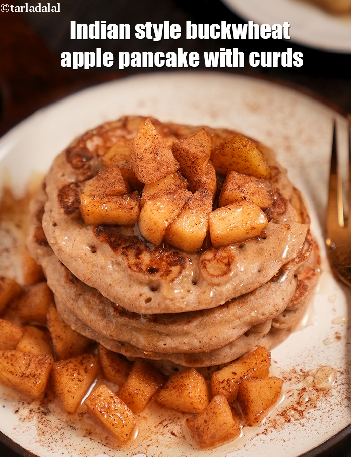 Step 25 – Serve <strong>eggless apple buckwheat pancakes | Indian style buckwheat apple pancake with curds | gluten …