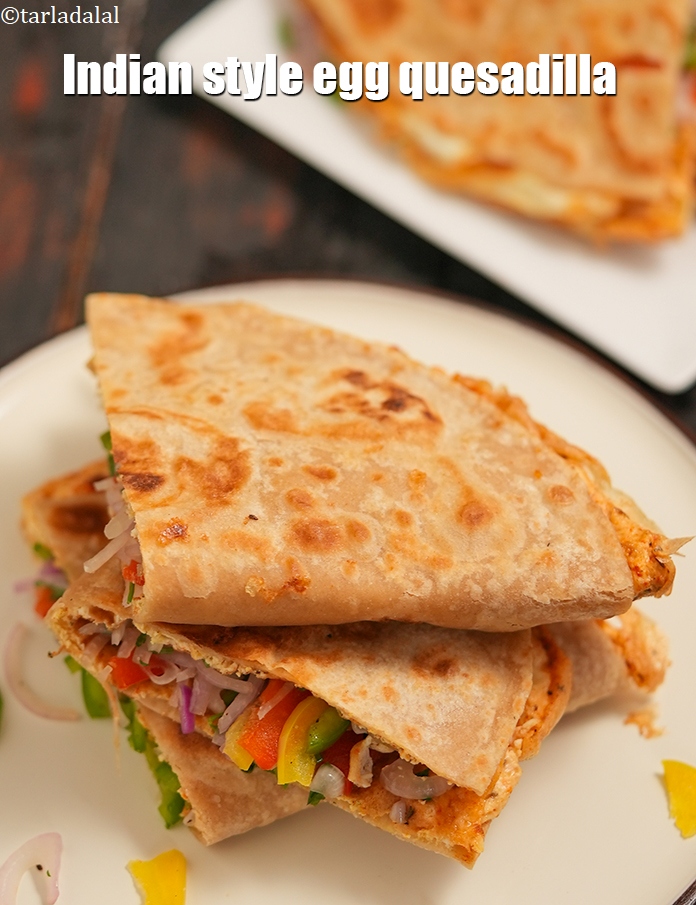 Step 25 – Serve <strong>egg and vegetable quesadilla recipe | Indian style egg quesadilla | egg veggie wrap …