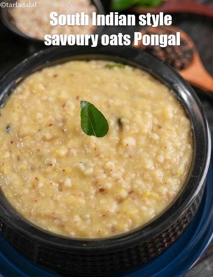 Step 25 – Serve <strong>oats pongal</strong> hot.
