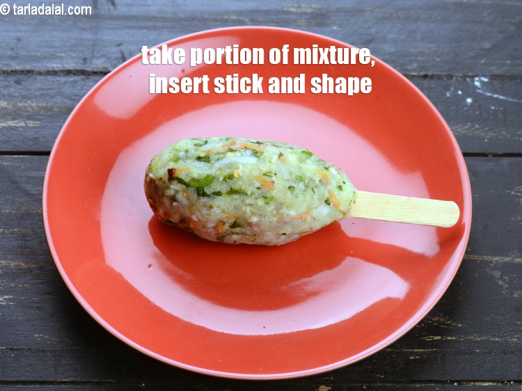 Step 26 – Take a portion of the mixture, insert an ice cream stick in the center and …